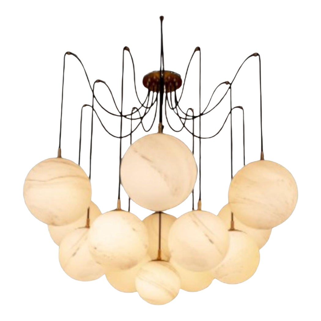 Aria Alabaster Ball Chandelier, Luxurious Alabaster Chandelier