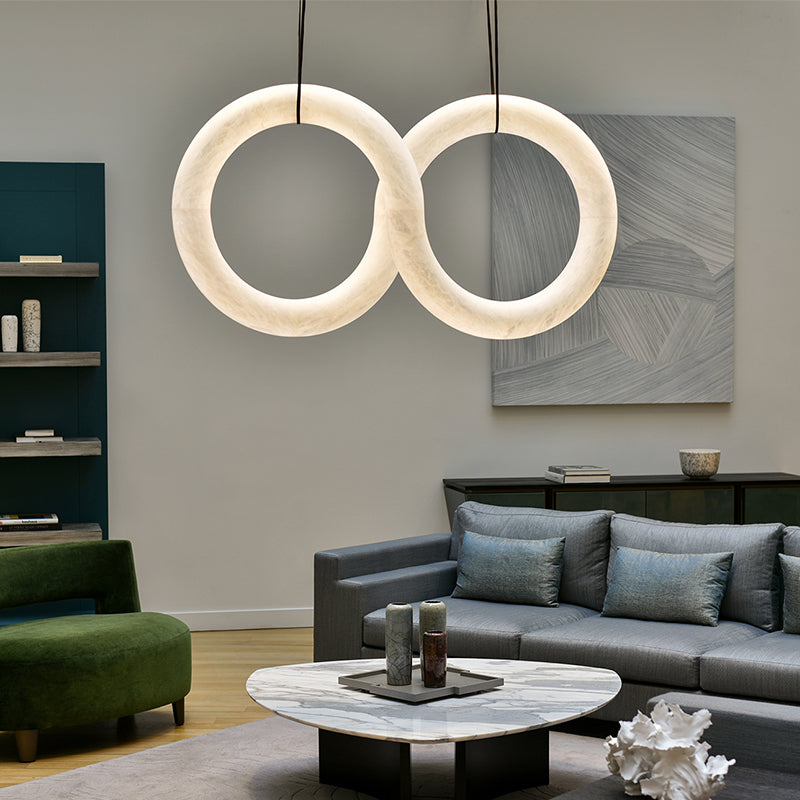 Oslo Infinity Symmetrical Alabaster Chandelier Light For Living Room