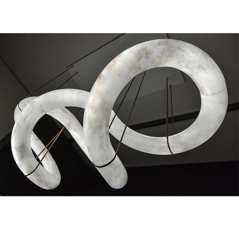 Oslo Designer Inspired Double Loop Symmetrical Alabaster Chandelier Light