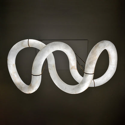 Oslo Designer Inspired Double Loop Symmetrical Alabaster Chandelier Light