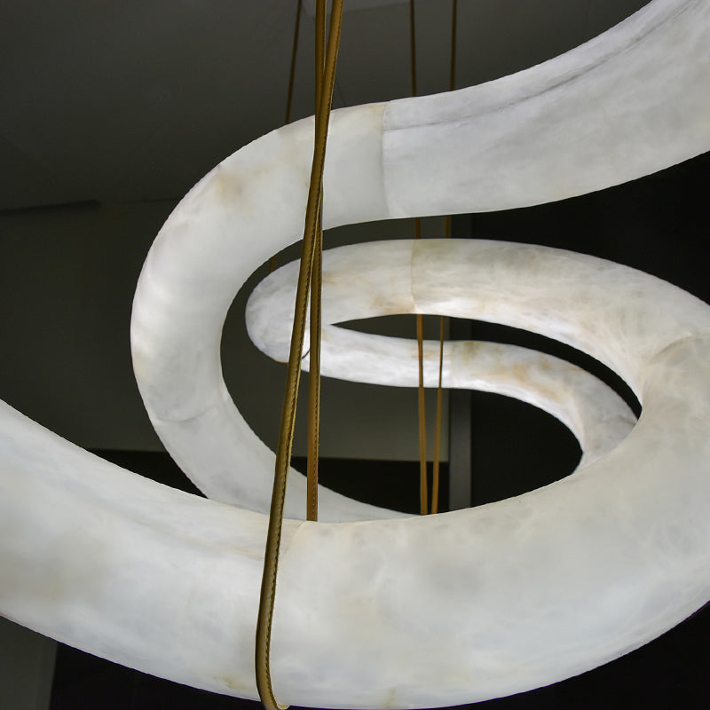 Oslo Designer Inspired Double Loop Symmetrical Alabaster Chandelier Light