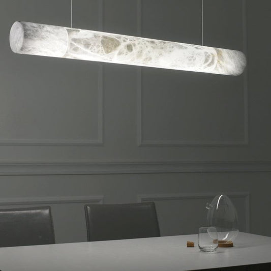 Grandeur Alabaster Linear Chandelier Cylinder Light For Dining Room