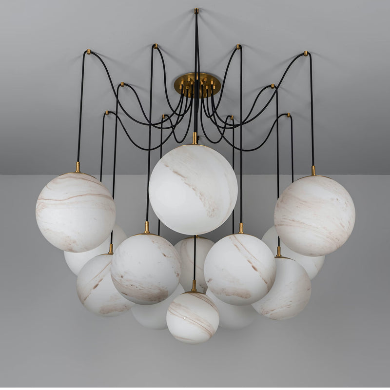 Aria Alabaster Ball Chandelier, Luxurious Alabaster Chandelier